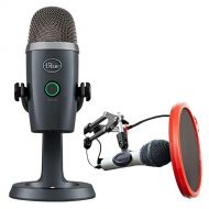 Blue Microphones BLUE MICROPHONES Yeti Nano Premium USB Microphone Shadow Grey (281) with Deco Gear Universal Pop Filter Microphone Wind Screen with Goose Neck Mic Stand Clip
