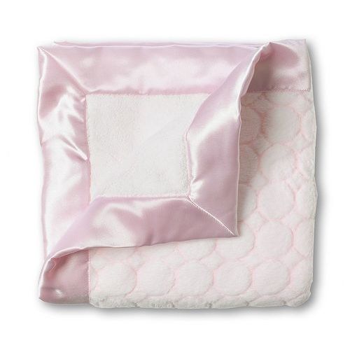  SwaddleDesigns Stroller Blanket, Cozy Microfleece, Pastel Pink Puff Circles with Satin Trim