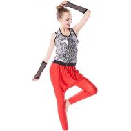 MiDee 2 Pieces Girls Hip Hop High Neck Costumes Clothes