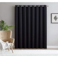 LinenZone Nicole - 1 Patio Extra Wide Premium Thermal Insulated Blackout Curtain Panel - 16 Grommets - 102 Inch Wide - 96 Inch Long - Ideal for Sliding and Patio Doors (1 Panel 102x96, Ivory