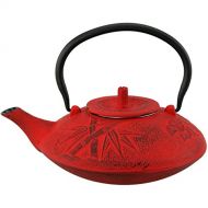 Creative Home 73483 Kyusu Cast Iron Tea Pot, 38 oz, Red