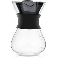 Fdit Glas Hand Drip Glas Kaffeemaschine Topf mit Edelstahl Permanent Filter400ml mit Skala