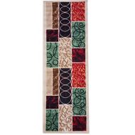Gloria Kitchen Rug Non-Skid | Runner Mat Non-Slip | Rug for Kitchen Floor with Rubber Backing | Comfort Standing Floor Mat | Low Profile  (20 x 57) Red, Green, Brown and Beige Geometrica