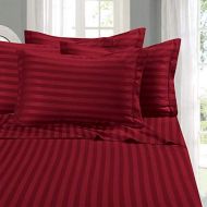 Elegant Comfort Best, Softest, Coziest 6-Piece Sheet Sets! - 1500 Thread Count Egyptian Quality Luxurious Wrinkle Resistant 6-Piece Damask Stripe Bed Sheet Set, Full Burgundy