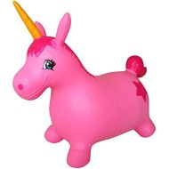 [아마존베스트]AppleRound Unicorn Bouncer with Hand Pump, Inflatable Space Hopper, Ride-on Bouncy Animal (Pink)