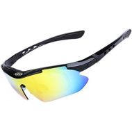 [아마존베스트]Lorsoul Polarized U.V Protection Sports Glasses,Cycling Wrap Sunglasses with 5 Interchangeable Lenses for Riding Driving Fishing Running Golf and All Outdoor Activities