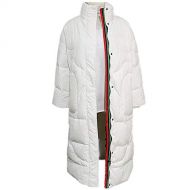 LQYRF Winter Women Long Sleeve Zipper Loose Stand Collar White Down Jacket Long 76%~80% White Goose Down