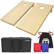 [아마존 핫딜]  [아마존핫딜]GoSports Solid Wood Premium Cornhole Set - Choose Between 4x2 or 3x2 Game Boards | Includes Set of 8 Corn Hole Toss Bags