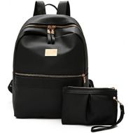 Lily Blair Nylon Backpack [Women/Black/2pcs set ] Rucksack Casual Daypack Handbag