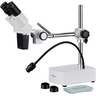 [아마존베스트]AmScope SE400-Z Professional Binocular Stereo Microscope, WF10x and WF20x Eyepieces, 10X and 20X Magnification, 1X Objective, LED Lighting, Boom-Arm Stand, 110V-120V
