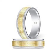 TOUSIATTAR JEWELERS TousiAttar 14k Wedding Band for Men Handmade Two Tone Gold - 14k or 18 k Rings  Nice Gift Jewelry for Him or Her - Weddings Bands for Women  Comfort Fit - Size 6 to 15