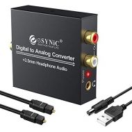 [아마존베스트]ESynic eSynic DAC Digital to Analog Audio Converter Digital Optical SPDIF Coaxial to Analog L/R RCA Converter Toslink to 3.5mm Jack Audio Adapter with 1m Optical Cable for HDTV Blu Ray HD