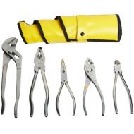 Aven 10381 Stainless Steel Pliers Set, 5-piece In Roll Up Pouch