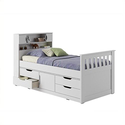  Atlin Designs Twin Single Captains Bed in Snow White