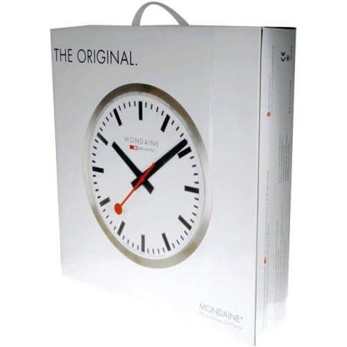 몬데인 Mondaine 40cm Wall Clock - White Dial - Silver-Tone Case - Dust Resistant
