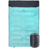 TETON Sports TETON SPORTS Cascade Double Sleeping Bag; Queen Size Sleeping Bag for Backpacking, Camping, Hiking, and Travel; with 2 Pillows; Lightweight Mammoth Double Bag; Teal; Compression Sa