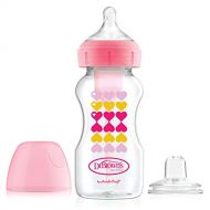 Dr. Browns Options+ Wide-Neck Bottle to Sippy Baby Bottle Start Kit, Pink, 9 Ounce