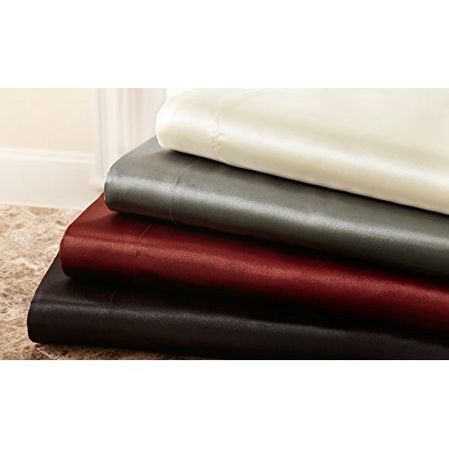  Amrapur Overseas 1SATINSG-RBY-QN 4 piece solid satin sheet set Ruby Queen,
