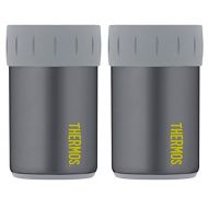 Thermos Vacuum Insulated Stainless Steel Beverage Can Insulator for 12 Ounce Can, Charcoal - 2 Pack
