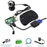 CQRobot Raspberry Pi DIY Open Source Electronic Hardware Kits(CQ-C), Compatible with Raspberry Pi B+2B3B3B+, Including USB Camera+Mini Wireless Keyboard+Micro SD Card+Ethernet Cable+HDM