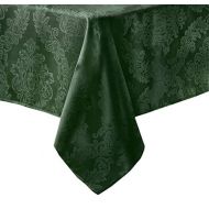 Newbridge Barcelona Luxury Damask Fabric Tablecloth, 100% Polyester, No Iron, Soil Resistant Holiday Tablecloth, 60 Inch x 102 Inch Oblong/Rectangle, Hunter Green