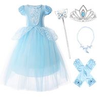 JerrisApparel Girls Princess Costume Puff Sleeve Fancy Birthday Party Dress up