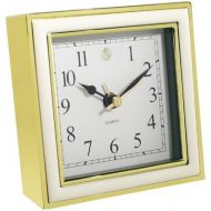 Natico 10-45888W  Alarm Clock, White Enamel And Gold