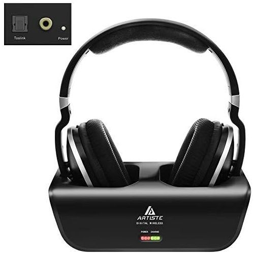  Wireless Headphones for TV Watching with Optical, ARTISTE ADH300 2.4GHz Digital Wireless TV Headphones, 100ft Distance Rechargeable for TVPCPhone (Black with Optical)