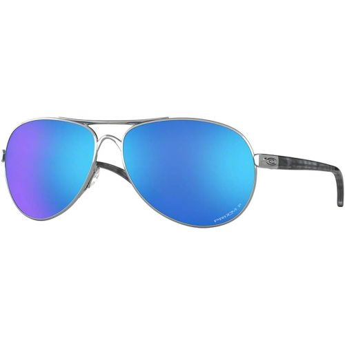 오클리 [아마존베스트]Oakley Feedback OO4079 407933 59M Polished Chrome/Prizm Sapphire Sunglasses +BUNDLE with Oakley Accessory Leash Kit