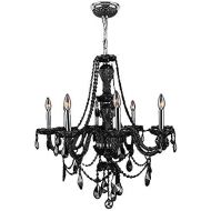 Worldwide Lighting Provence Collection 8 Light Chrome Finish and Black Crystal Chandelier 28 D x 30 H Large