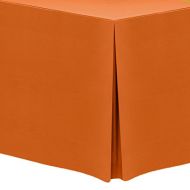 Ultimate Textile -3 Pack- 4 ft. Fitted Polyester Tablecloth - Fits 30 x 48-Inch Rectangular Tables, Orange