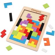 [아마존베스트]Coogam Wooden Tetris Puzzle Brain Teasers Toy Tangram Jigsaw Intelligence Colorful 3D Russian Blocks Game STEM Montessori Educational Gift for Baby Kids (40 Pcs)