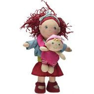HABA Soft Doll Pair - 12 Rubina with Red Hair & Freckles and Removable Blonde Baby in Carrier