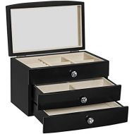 [아마존 핫딜]  [아마존핫딜]SONGMICS Jewelry Box Wooden Case Organizer with Large Mirror Black UJOW03B
