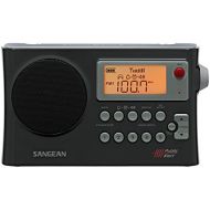 Sangean Portable Digital AMFM Weather Alert Alarm Clock Radio with Large Easy to Read Backlit LCD Display Built-in Speaker & Flashing Red LED Light with Emergency Siren