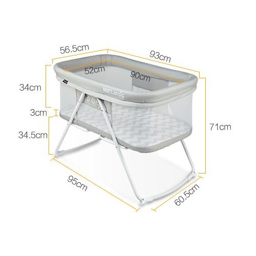  MiClassic 2in1 Rocking Bassinet One-Second Fold Travel Crib Portable Newborn Baby,Gray
