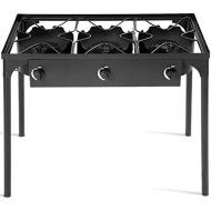 GYMAX Outdoor Stove, 3-Burner High Pressure Propane Gas Camp Stove with Detachable Legs, Perfect for Camping Patio, 225,000-BTU