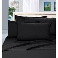 Elegant Comfort 1500 Thread Count Egyptian Quality 6 Piece Wrinkle Free and Fade Resistant Luxurious Bed Sheet Set, Queen, Black
