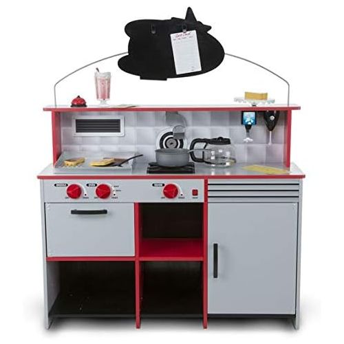  Melissa & Doug Star Diner Restaurant, Play Set & Kitchen, Wooden Diner Play Set, Two Play Spaces in One, 35 H x 23 W x 43.5 L