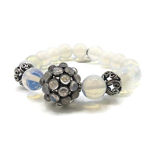  VAN DER MUFFINS JEWELS Sterling Silver Beaded Gemstone Bracelet |Rainbow Moonstone Jewelry | Unique Holiday Gifts Sale