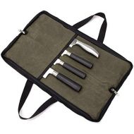 [아마존 핫딜] [아마존핫딜]QEES Pro Chef’s Knife Roll(4 Slots), Heavy Duty Waxed Canvas Knife Bag with Durable Handles, Portable Knife Carrier Case for Men & Women, Perfect for Travelling, Working, Barbequin