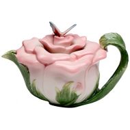 Cosmos Gifts, 20853 Butterfly on Rose Teapot, Ceramic, 5-1/2 Inches High