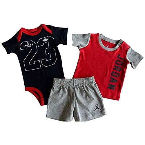 조던 Jordan Nike Air Baby Boys 3 Pc Short Sleeve Bodysuit, T-Shirt, Shorts Set