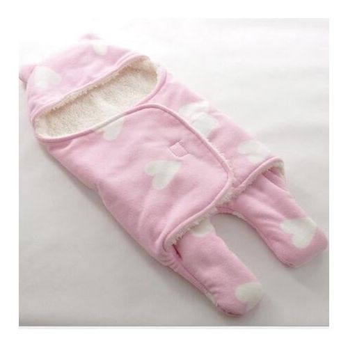  Gemz quest gemz quest Newborn Baby Wrap Swaddle Blanket for Baby, Kids & Toddlers, Bear Ear Hooded Stroller Wrap, Fleece Sleeping Bag, Sleep Sack for 0-9 Month Infants, Pink w/Hearts