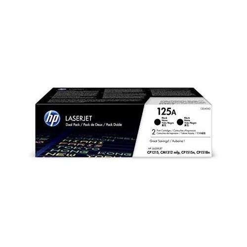 에이치피 HP 125A (CB540A) Black Toner Cartridge, 2 Toner Cartridges (CB540AD) for HP Color LaserJet CP1215 CP1515 CP1518 CM1312