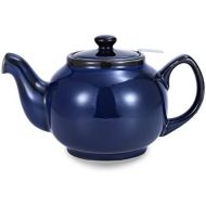 Urban Lifestyle Teekanne/Teapot Klassisch Englische Form aus Keramik mit Nicht-tropfendem Ausguss Cambridge 1,0L mit Teefilter aus Edelstahl (Marineblau schattiert)
