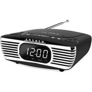 Victrola Bedside Digital LED Alarm Clock Stereo with CD Player and FM Radio, Black