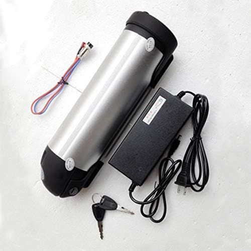  CHIDA 36V 10AH Lithium Battery Water Bottle Type with Keys for Electric Bicycle 42v 2A Charger Rechargeable Silver Ebike Battery fit 200w 350w Motor