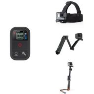 GoPro Accessory Bundle w Remote, Head Strap, 3-Way Grip and Selfie Stick