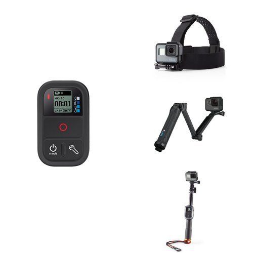 고프로 GoPro Accessory Bundle w Remote, Head Strap, 3-Way Grip and Selfie Stick